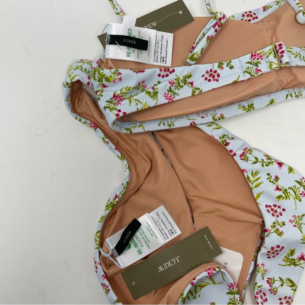 J. Crew Scoopneck Curved Waist Cheeky Bikini Cloud Meadow Floral NWT - Picture 8 of 8